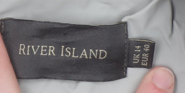 River Island Women's Grey Long Rain Coat Size 14 Classic Style