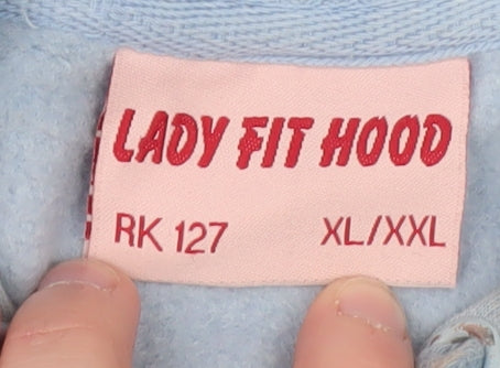Lady Fit Hood Womens Light Blue Pullover Hoodie XL/XXL Cotton Blend