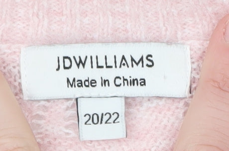 JD Williams Women Pink V-Neck Cable-Knit Jumper Size 20/22