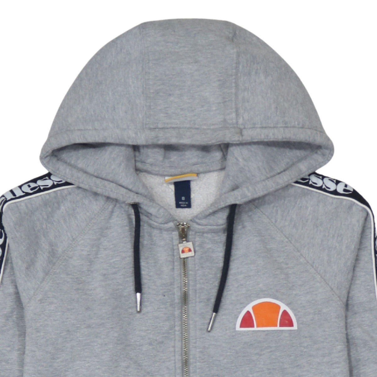 Ellesse Womens Grey Full Zip Hoodie Size 8 Logo Hooded Sweatshirt