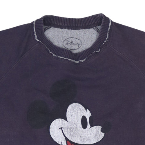 Disney Women's Black Mickey Mouse Sweatshirt Size L Pullover Crew Neck