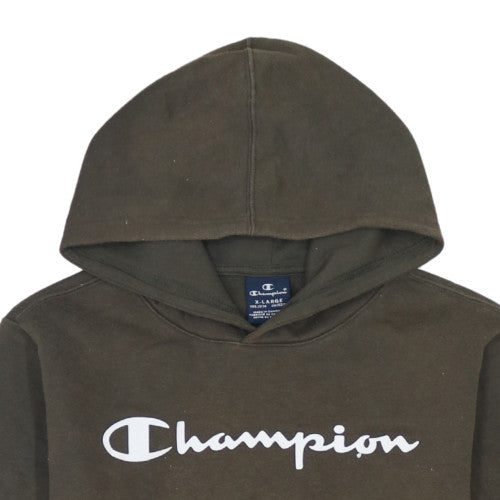 Champion Boys Brown Pullover Hoodie Size 13-14 Years Fleece Logo Sweatshirt