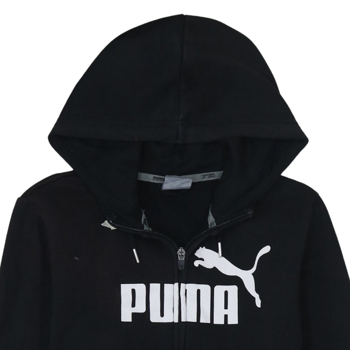 Puma Women's Black Full Zip Hoodie Size 12 Hooded Logo Sweatshirt