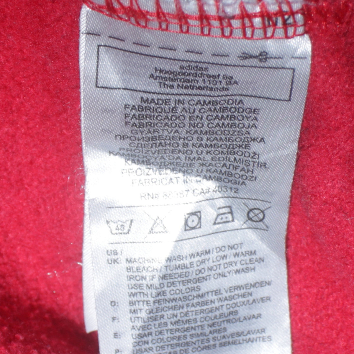 Adidas Mens Red Pullover Hoodie L Sports Fleece Sweatshirt