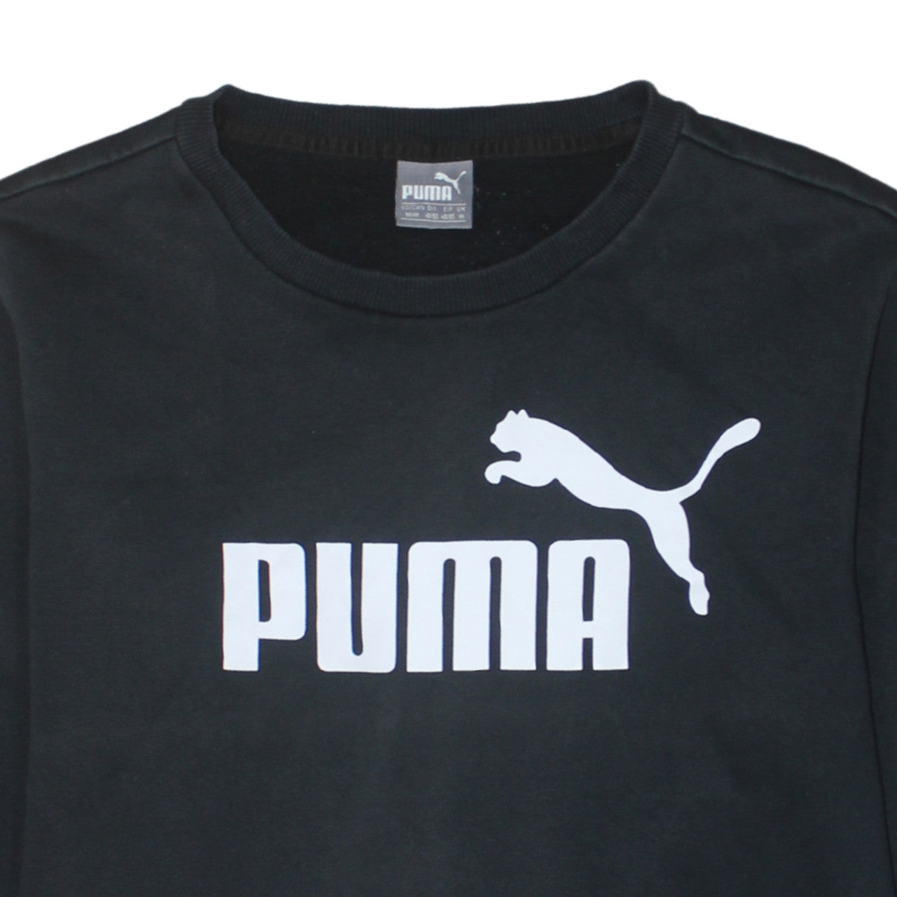 Puma Men's Black Crew Neck Logo Pullover Sweatshirt Size M