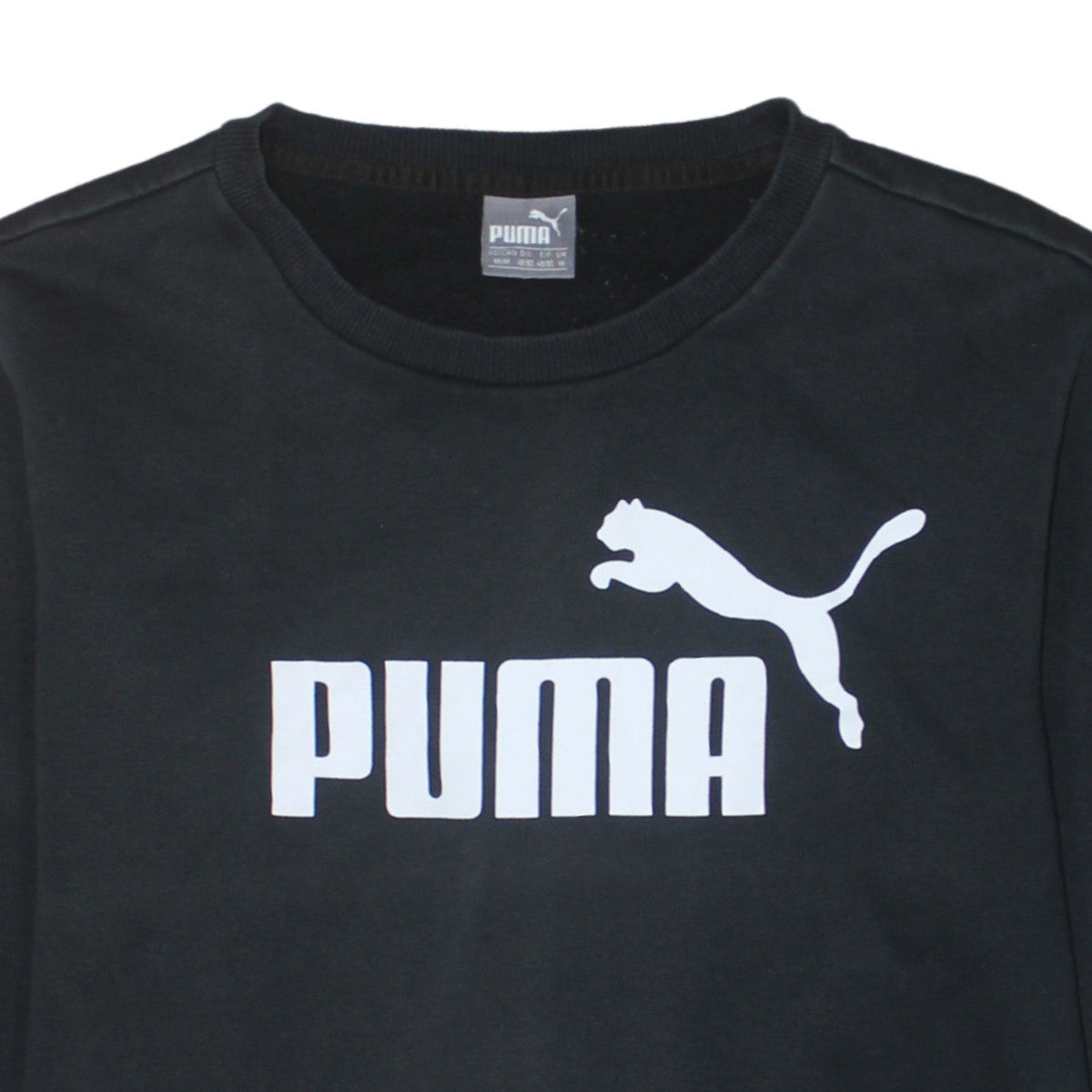 Puma Men's Black Crew Neck Logo Pullover Sweatshirt Size M