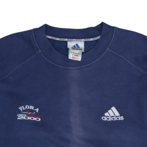 Adidas Mens Blue Pullover Sweatshirt S Regular 2000 Sports Embroidered
