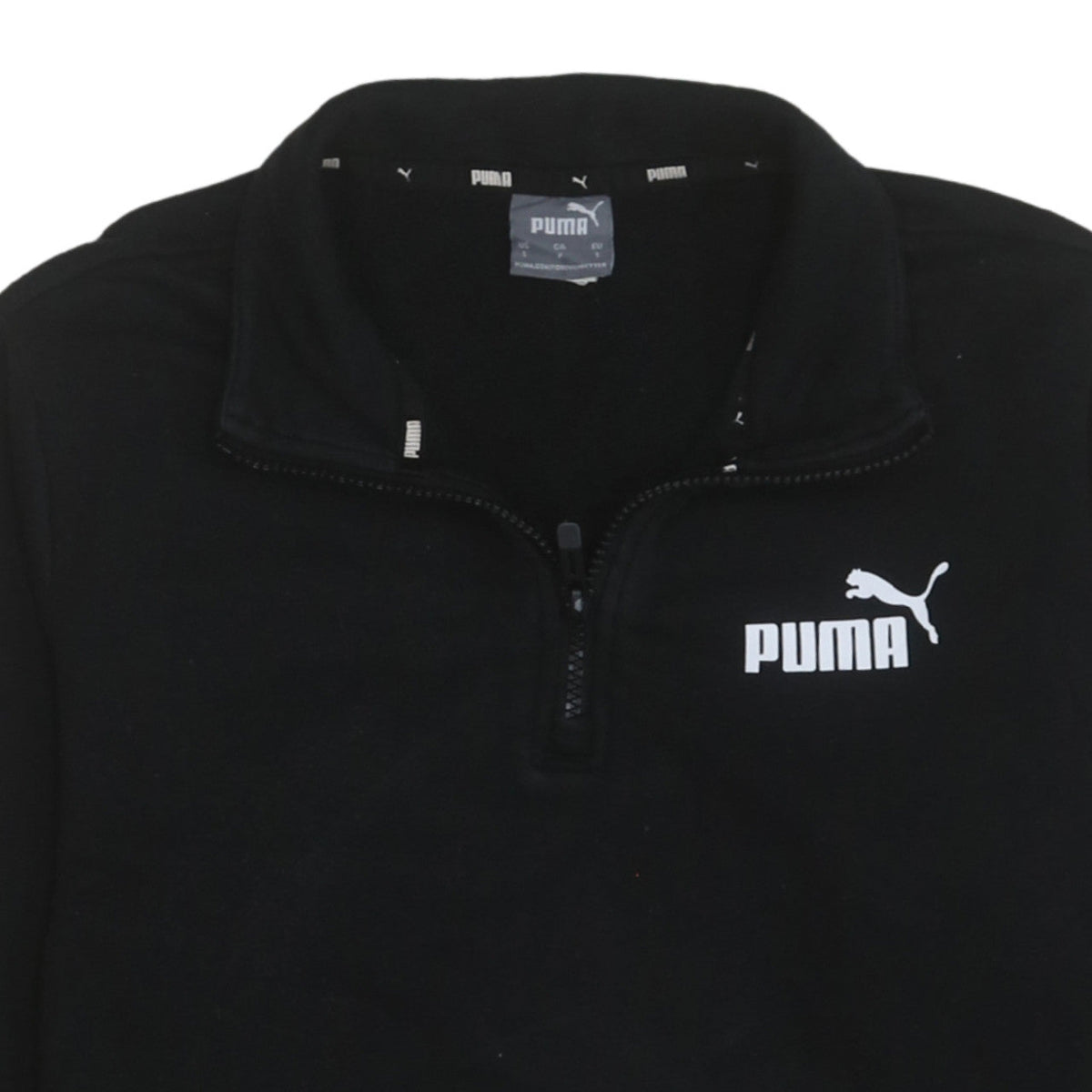 Puma Men's Black Small 1/4 Zip Logo Fleece Sweatshirt