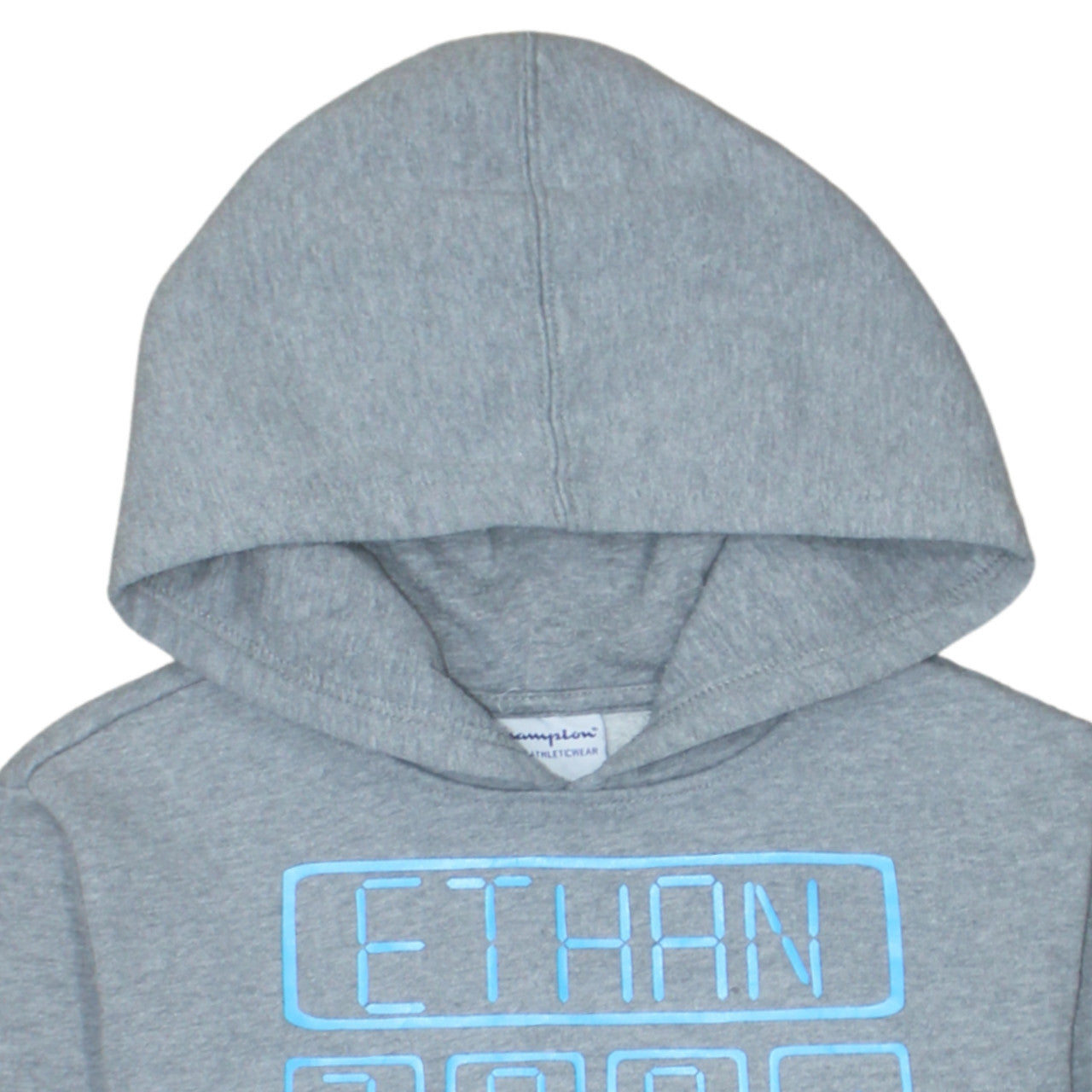 Champion Teens Grey Pullover Hoodie L Regular Fit Graphic Print