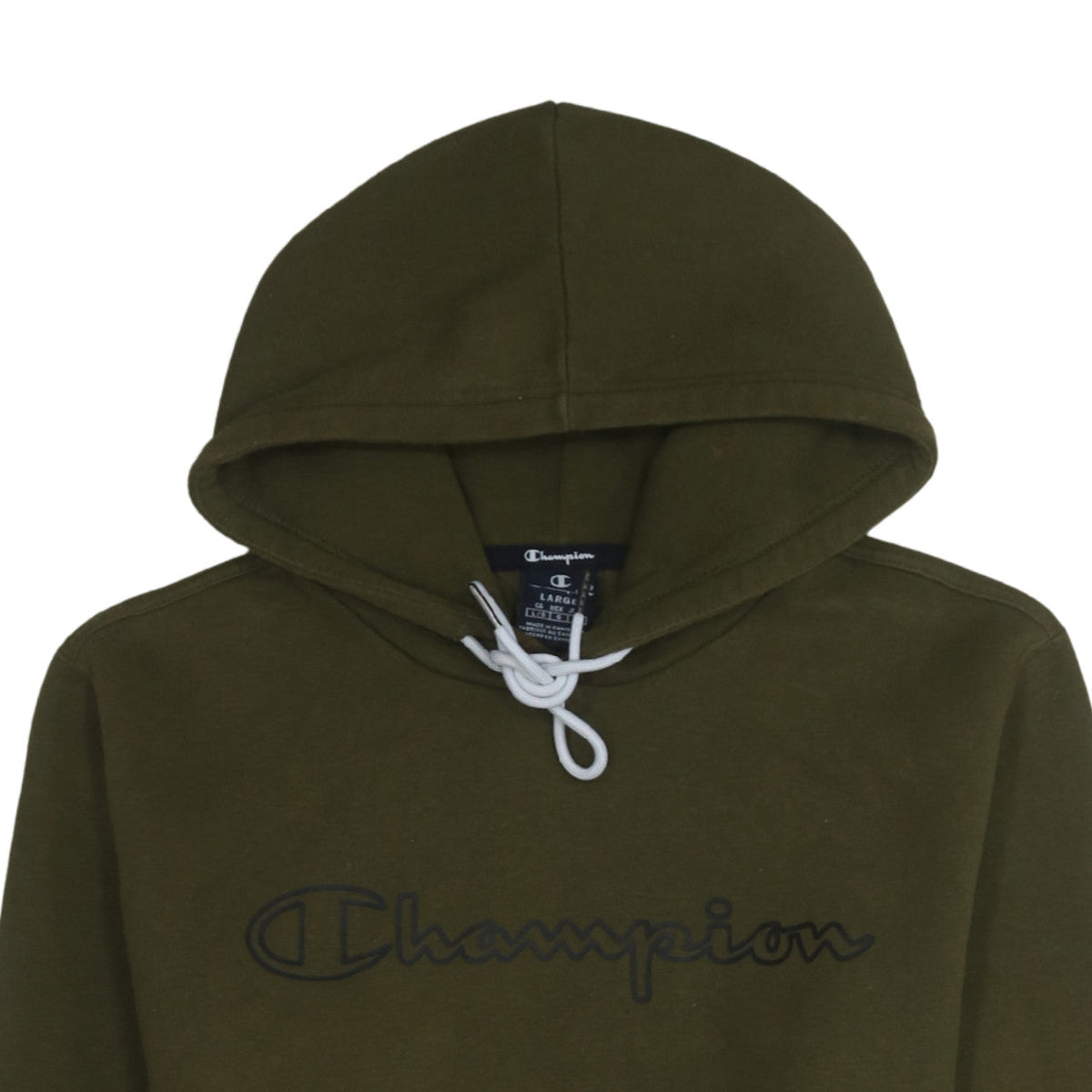 Champion Men’s Green Pullover Hoodie Large Logo Cotton Blend