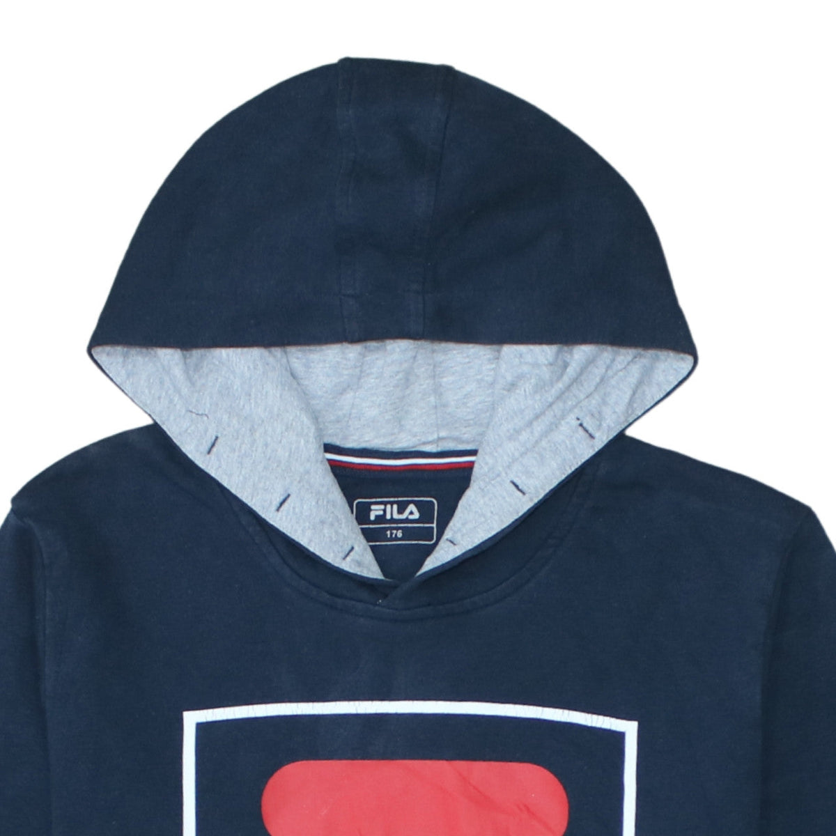 Fila Boys Blue Pullover Hoodie 176 Logo Graphic Cotton Blend Sweatshirt