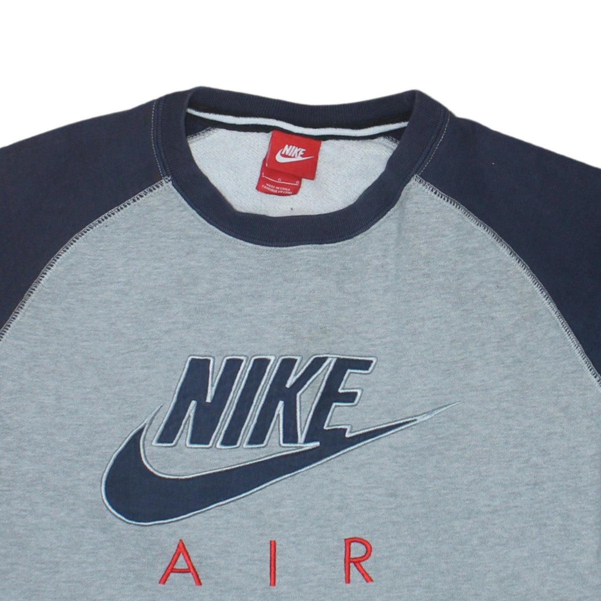 Nike Men Grey Pullover Sweatshirt L Crew Neck Logo Fleece Jumper