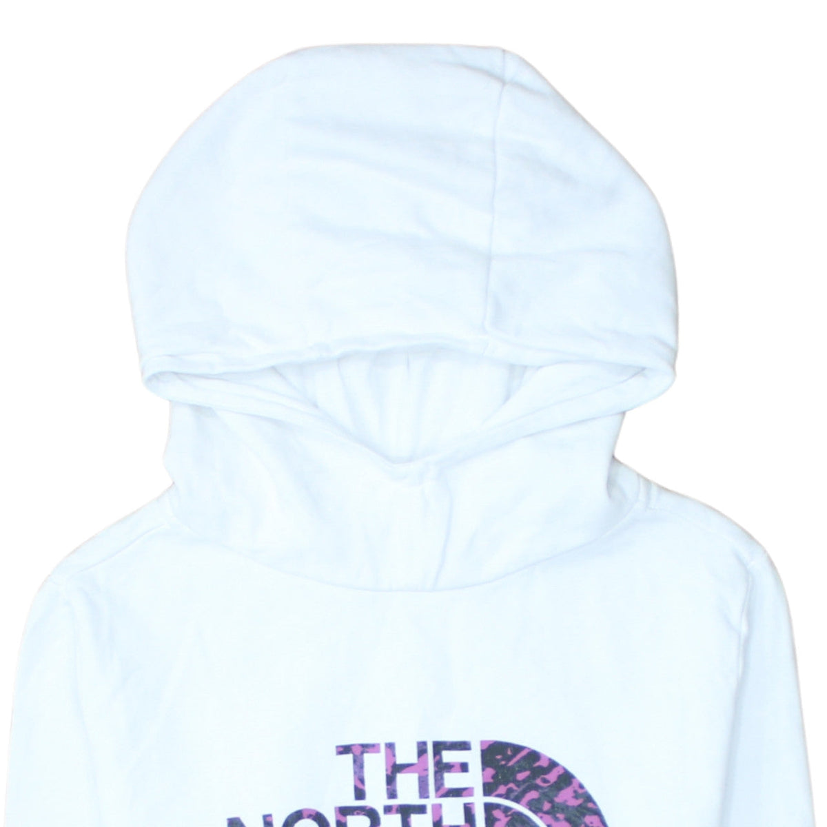 The North Face Girls White XL Pullover Hoodie with Purple Logo