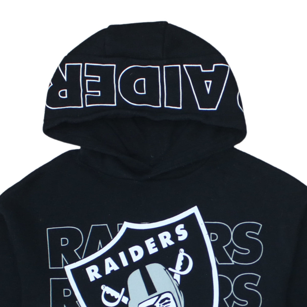 NFL Raiders Boys Black Pullover Hoodie 12-13 Years Hooded Fleece Sweatshirt