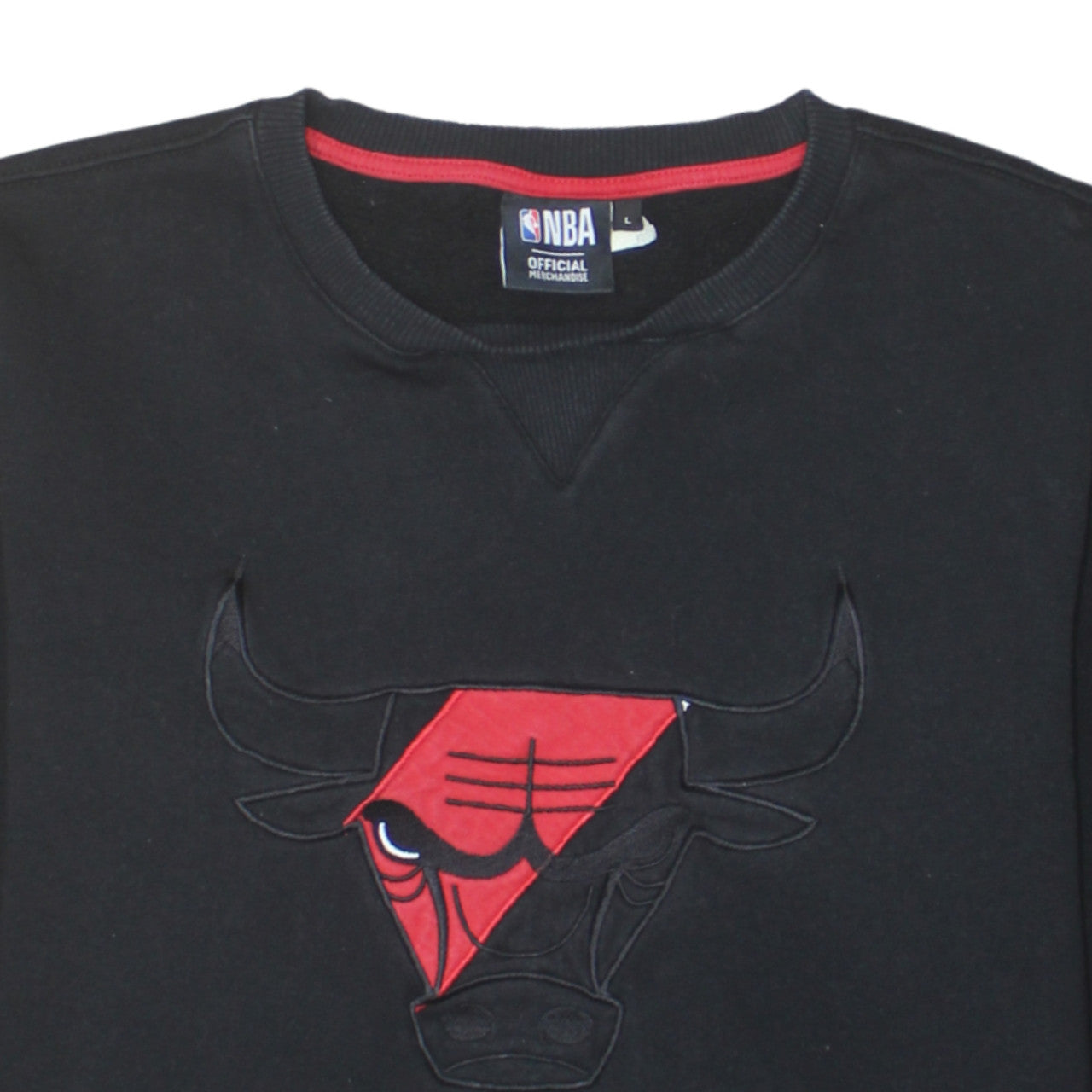 NBA Men’s Black Chicago Bulls Pullover Sweatshirt L Crew Neck