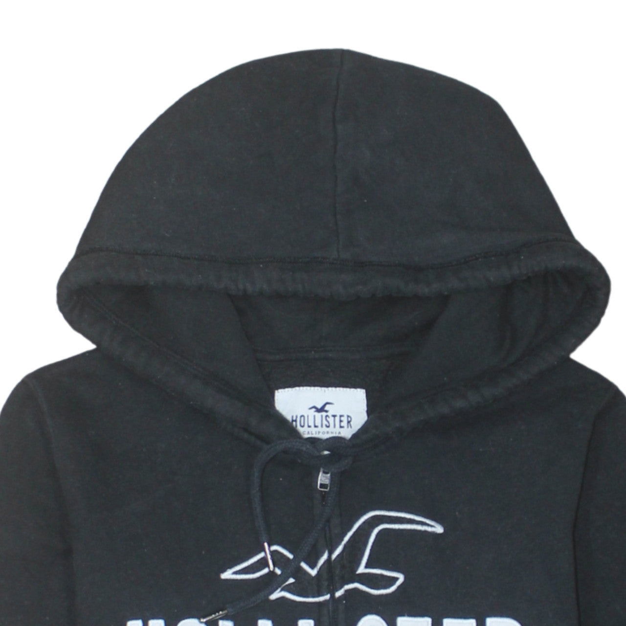 Hollister Men Black Full Zip Hoodie S Logo Fleece Sweatshirt