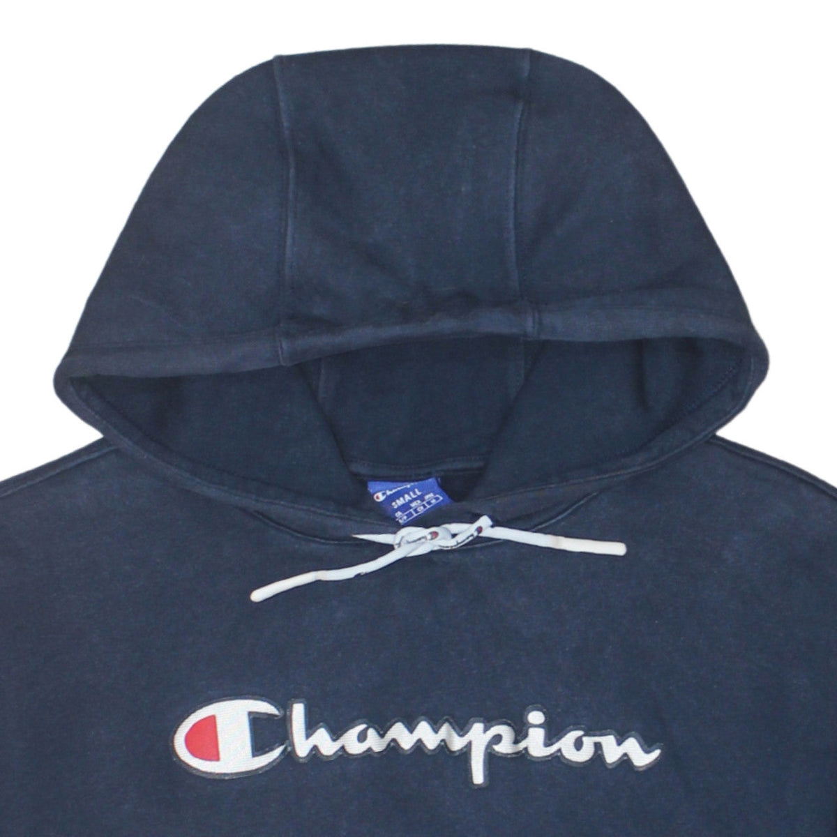 Champion Womens Navy Small Pullover Hoodie 100% Cotton Logo Front
