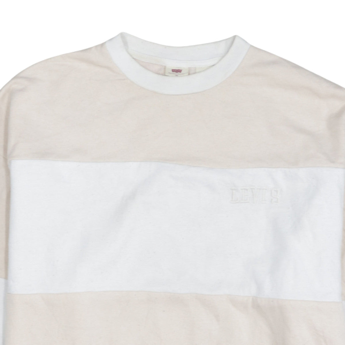 Adidas Women Beige White Crew Neck Pullover Sweatshirt Size L Cotton Blend