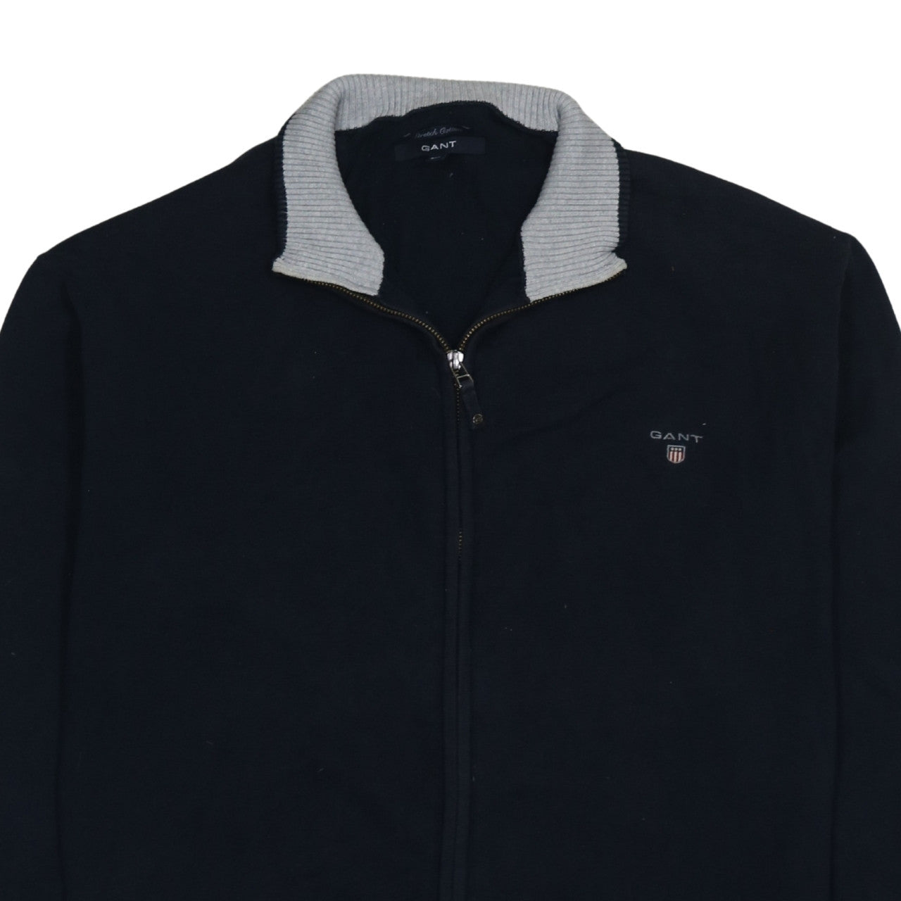 Gant Men's Blue 2XL Full Zip Cotton Knit Jumper