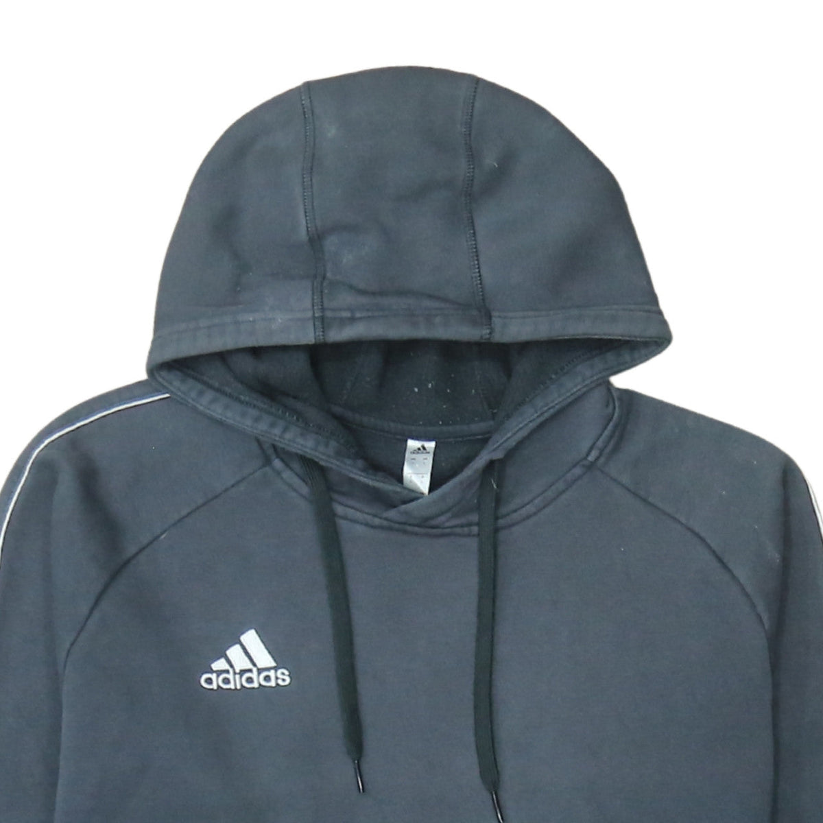 Adidas Mens Black Pullover Hoodie L Logo Fleece Sportswear