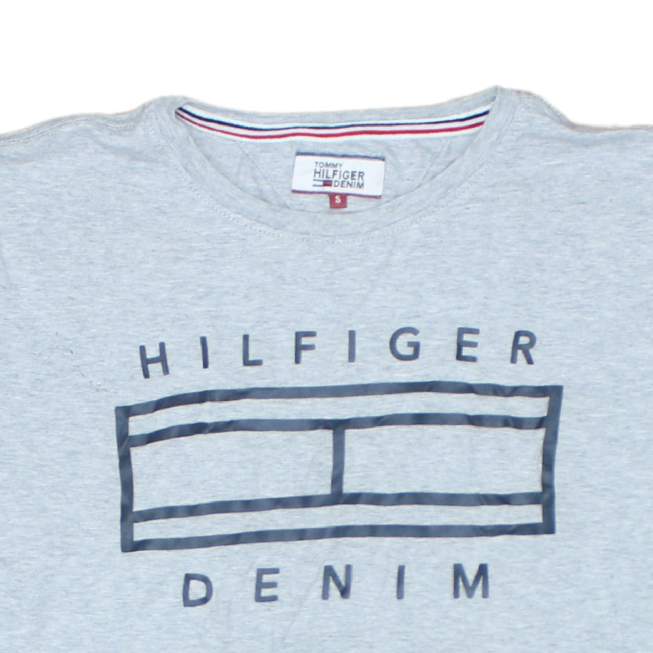 Tommy Hilfiger Mens Grey Graphic Logo Crew Neck Cotton T-Shirt Size S