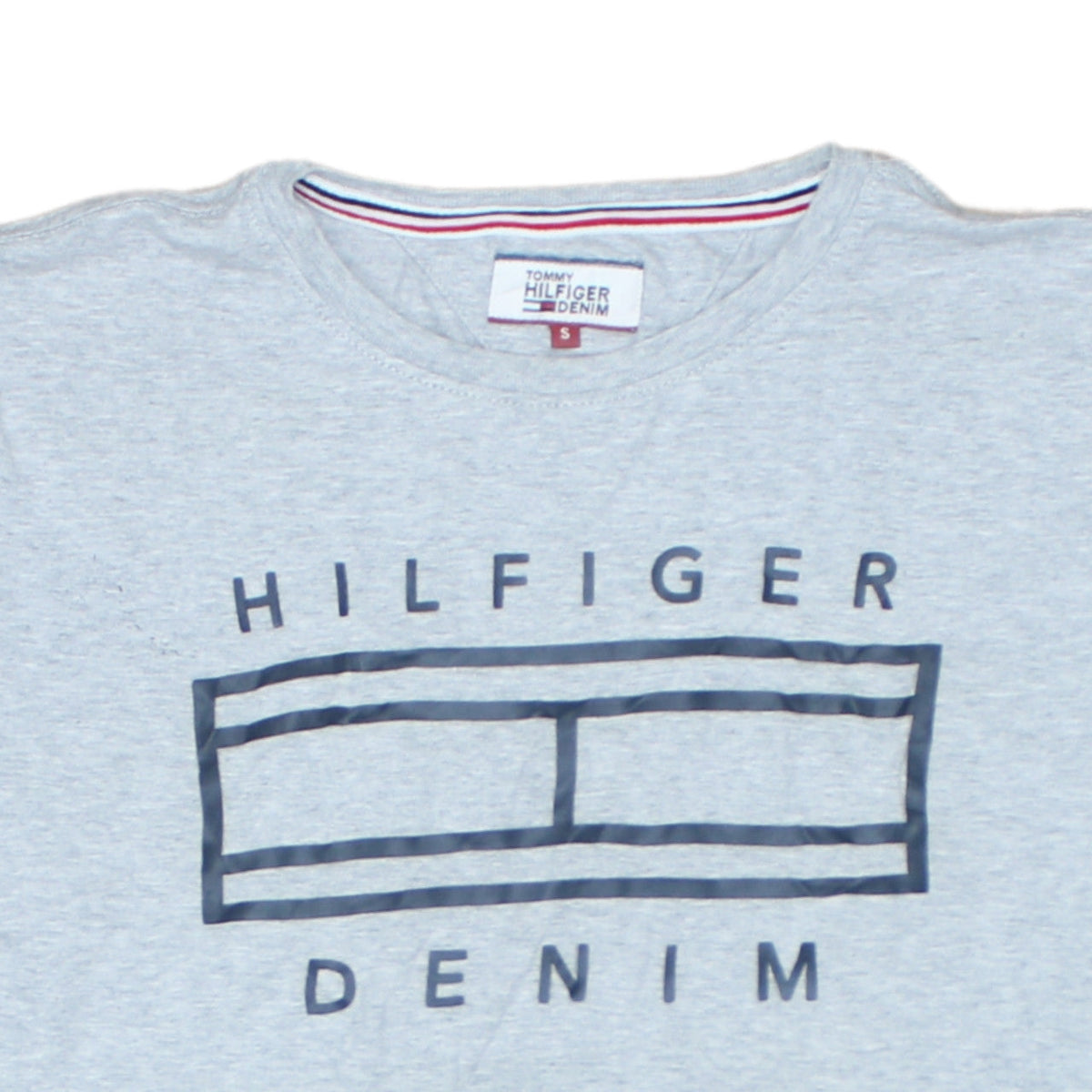 Tommy Hilfiger Mens Grey Graphic Logo Crew Neck Cotton T-Shirt Size S