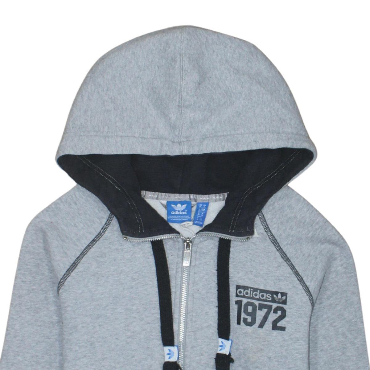 Adidas Women Grey Full Zip Hoodie Size 8 Classic Logo 1972 Design