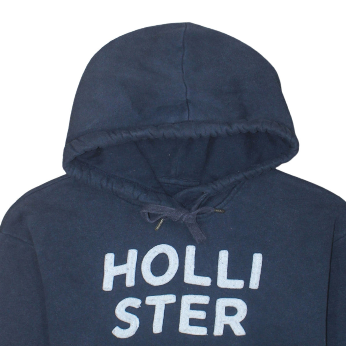 Hollister Men’s Blue Pullover Hoodie Medium Logo Print Fleece
