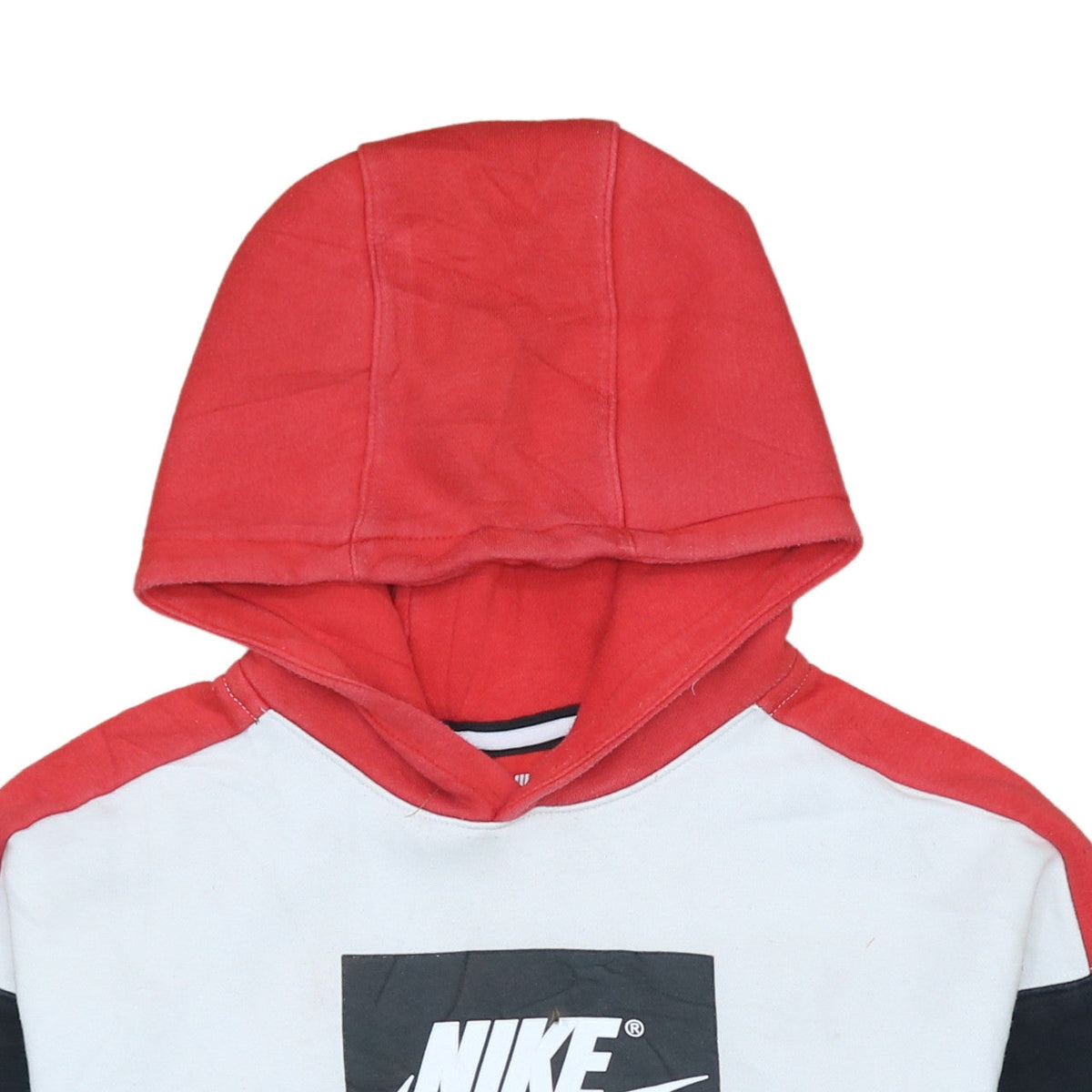 Nike Boys Red White Black Pullover Hoodie Size 12-13 Years Colourblock