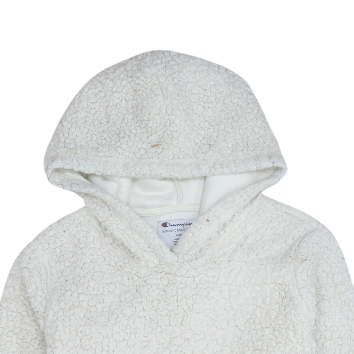 Champion Women’s Ivory Sherpa Pullover Hoodie Size M Fleece Lined Casual