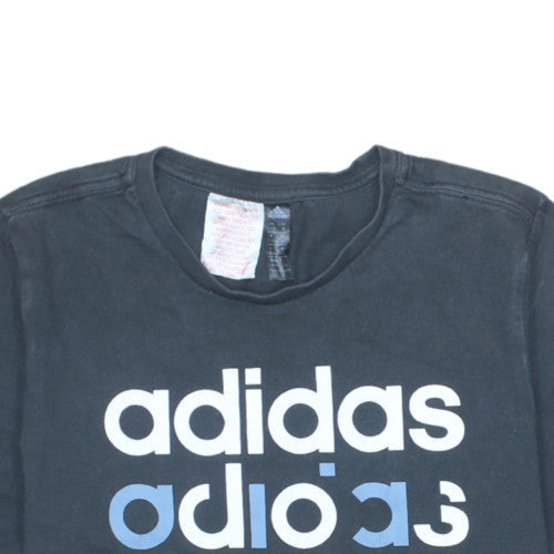 Adidas Boys Black Graphic Logo T-Shirt 11-12 Years Short Sleeve Cotton
