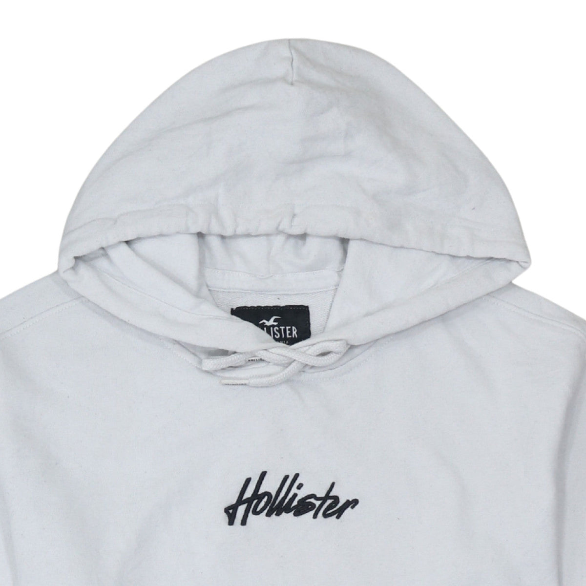 Hollister Mens White Pullover Hoodie XS Logo Embroidered Fleece