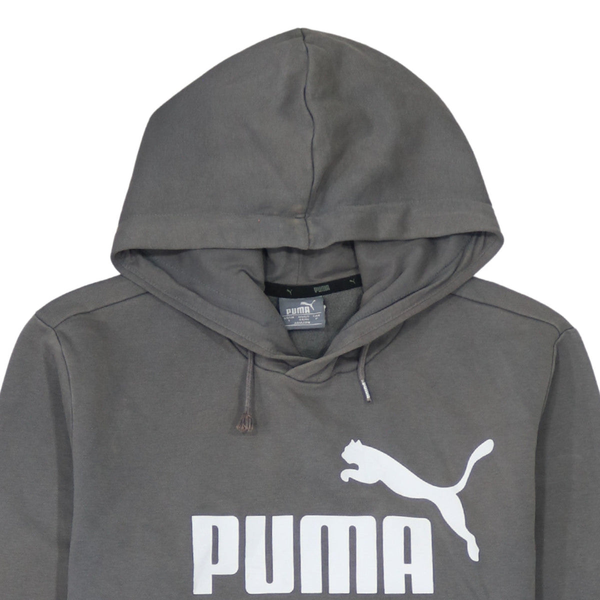 Puma Men's Grey Pullover Hoodie S Regular Fit Logo Sportswear