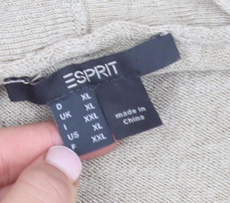 Esprit Women's Beige 2XL Lightweight Belted Knit Cardigan