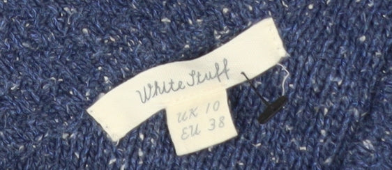 White Stuff Women Blue Cotton Wool Open Cardigan UK 10