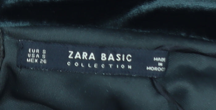 Zara Women Black Velvet Off Shoulder Midi Bodycon Dress Size 8