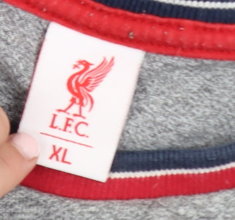 LFC Men's Grey XL Crew Neck Cotton Blend Pullover Jumper