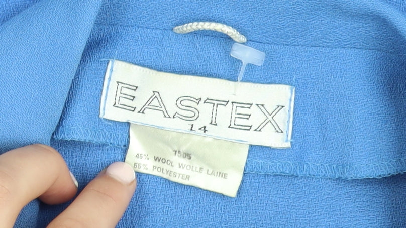 Eastex Women’s Blue Wool Blend Lined Blazer Jacket Size 14