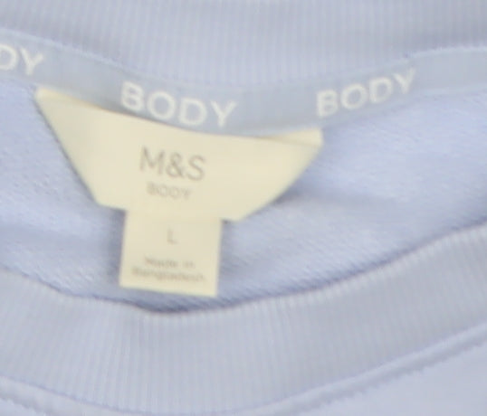 Marks & Spencer Women Blue Relax & Unwind Cotton Crew Neck Sweatshirt Size L