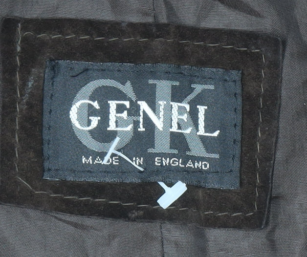 Genel Women's Brown Suede Long Overcoat Size 12 Classic Style