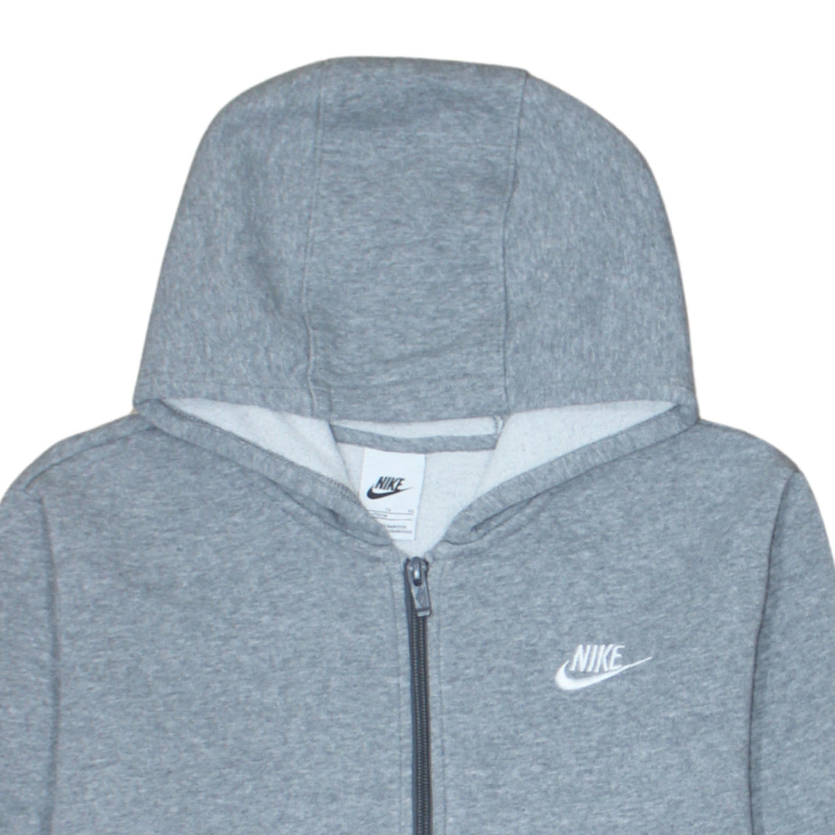 Nike Boys Grey Full Zip Hoodie XL 158-170cm Fleece Lined Sweatshirt
