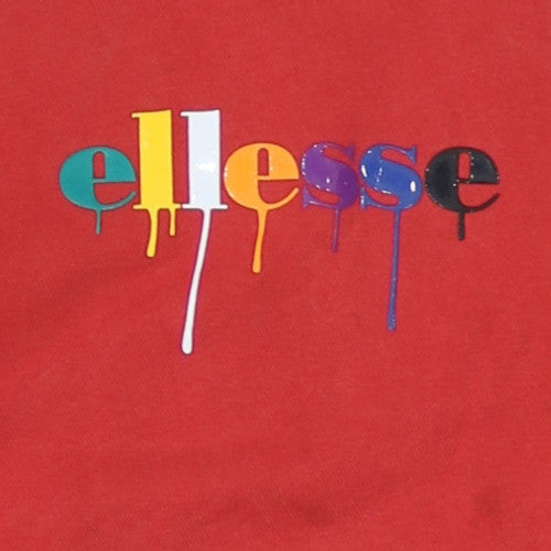 Ellesse Men's Red Pullover Hoodie M Retro Logo Fleece Sweatshirt