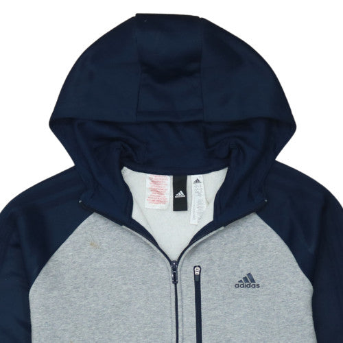 Adidas Boys Grey & Navy Full Zip Fleece Hoodie Size 15-16 Years