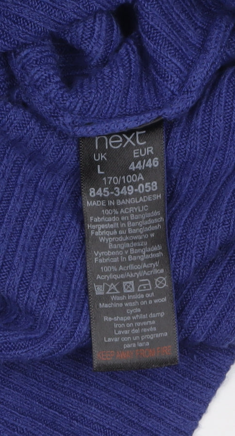 Next Women Blue Acrylic Rib Knit Boat Neck Jumper L