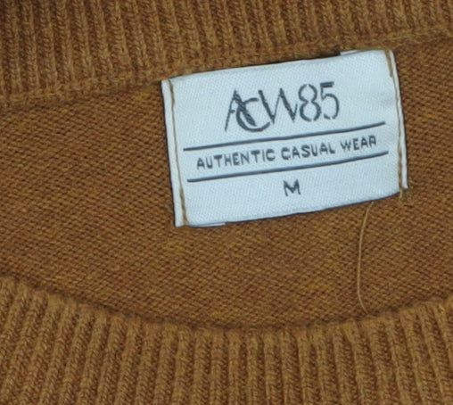ACW85 Men's Brown Cotton Crew Neck Jumper M