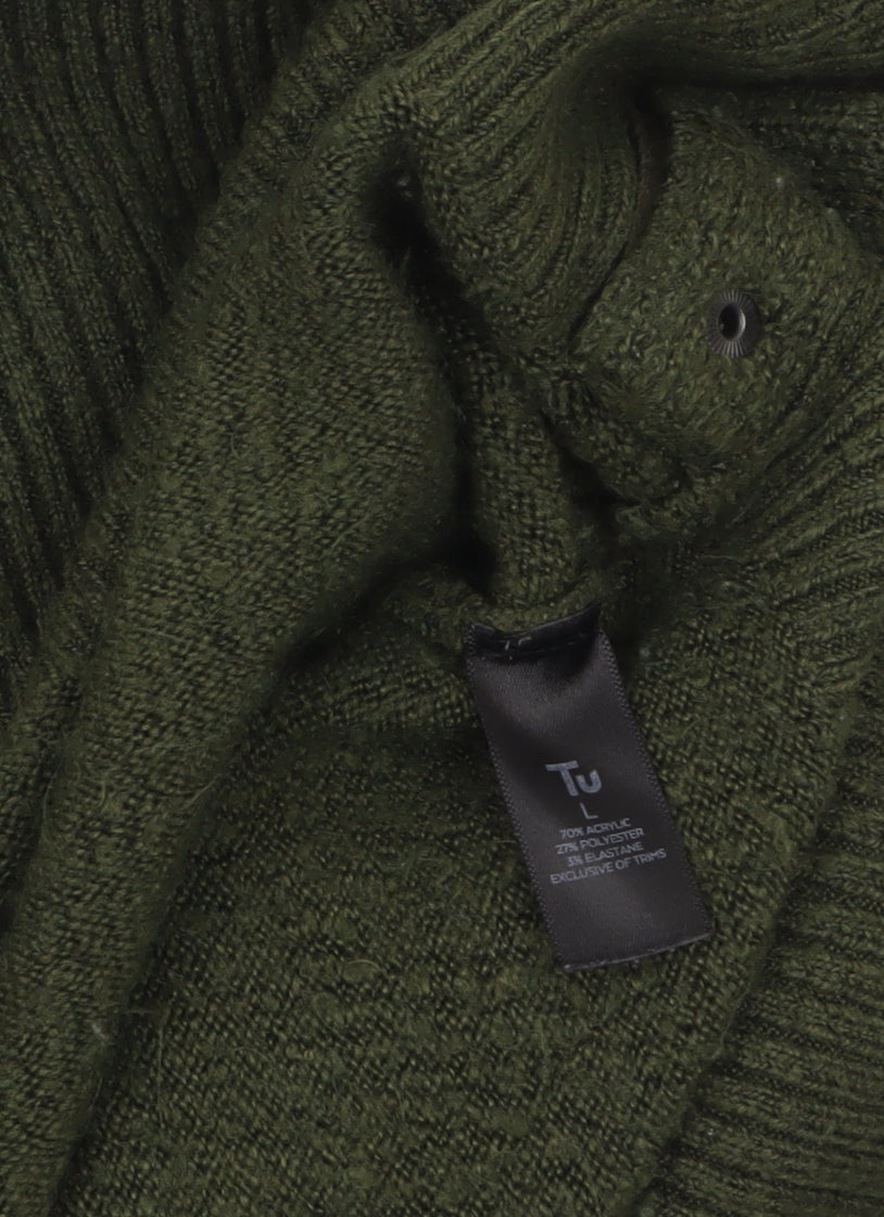 Tu Women Green Mock Neck Knit Pullover Jumper Size L