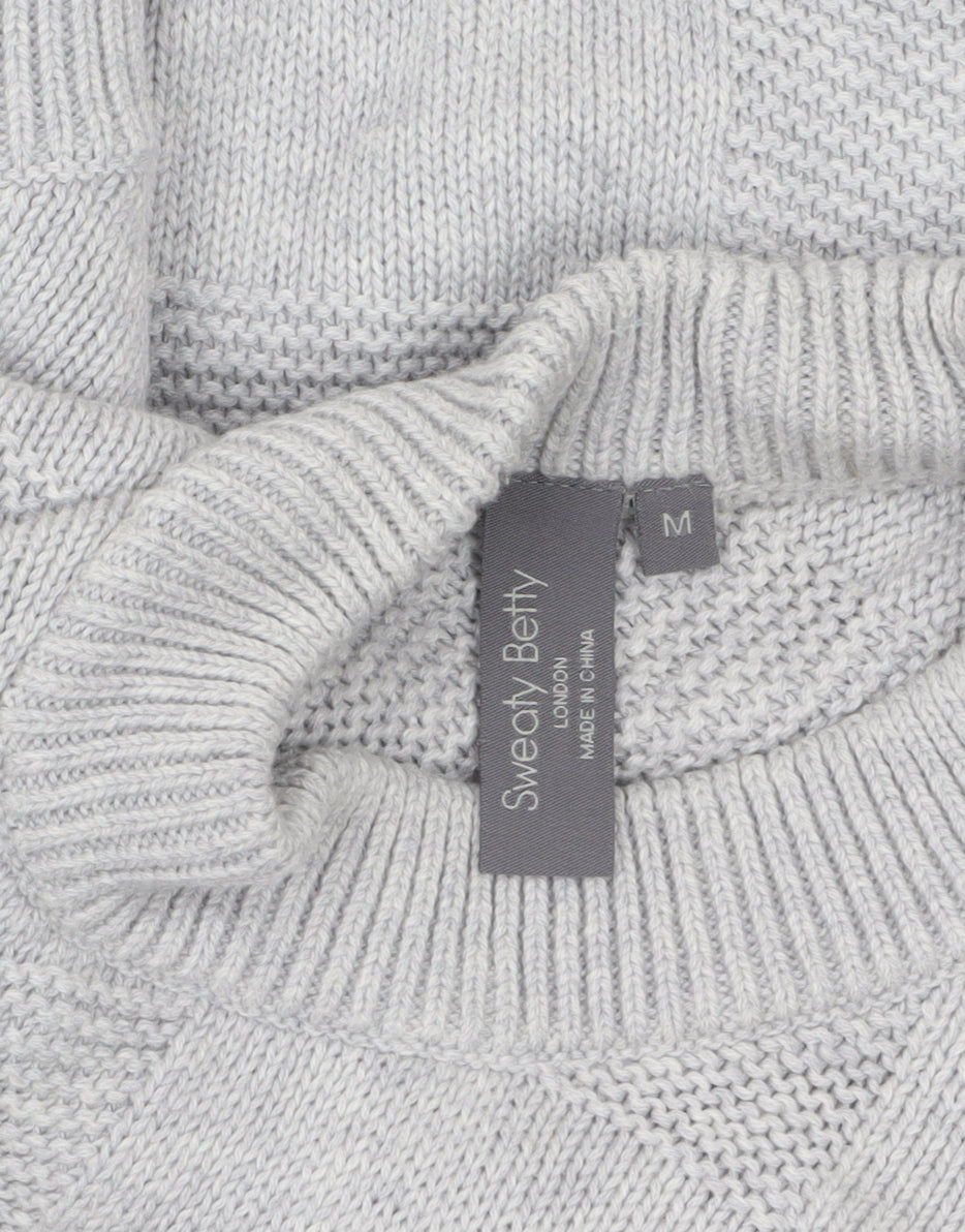 Sweaty Betty Womens Grey Cotton Wool Crew Neck Pullover Jumper M