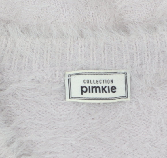Pimkie Women's Grey Fluffy Crew Neck Cardigan Size S