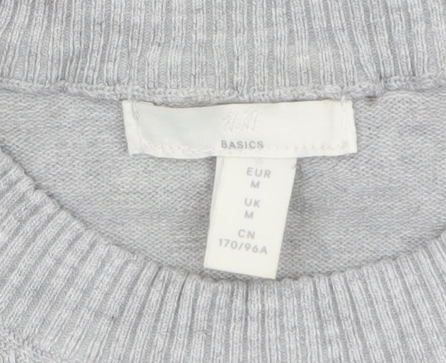 H&M Women Grey Crew Neck Knit Pullover Jumper Size 12