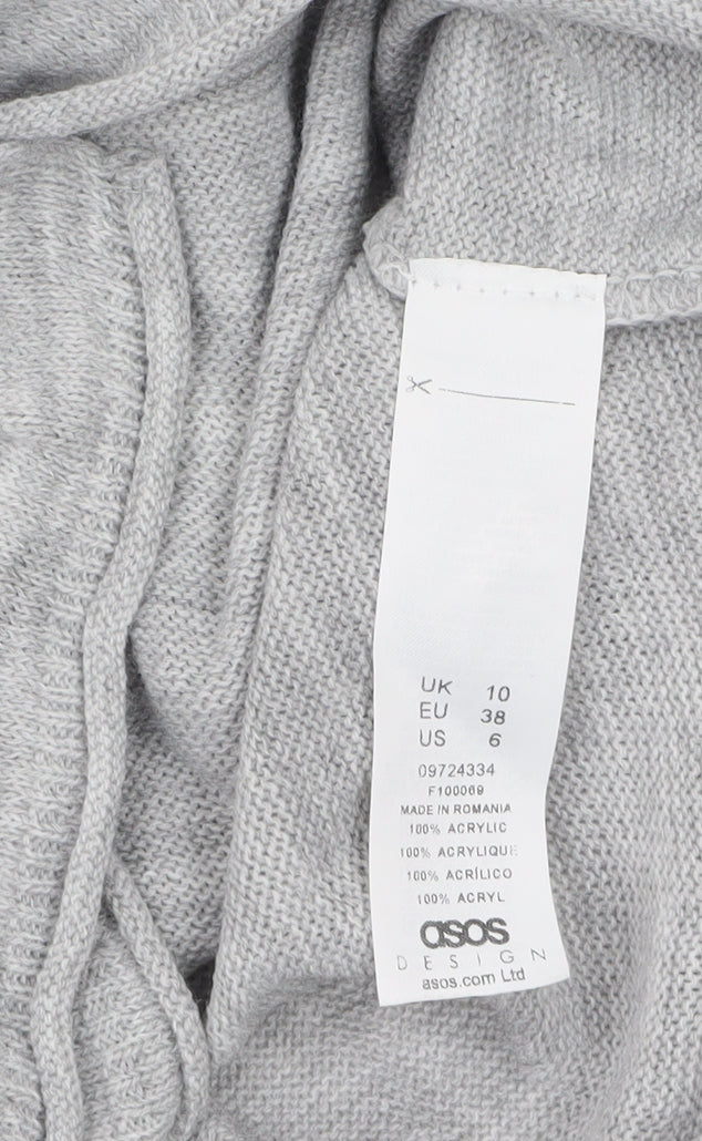 ASOS DESIGN Women’s Grey Wrap Knit Jumper Size 10 Long Sleeve